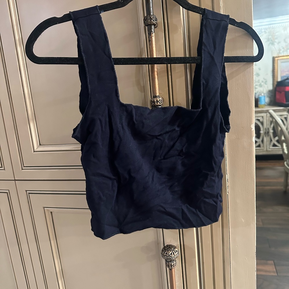 GLG Fitted Blue Crop Tank Top
